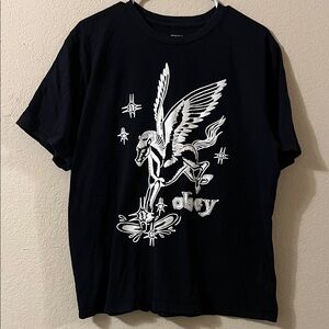 Obey Black Tee with Winged Graphic